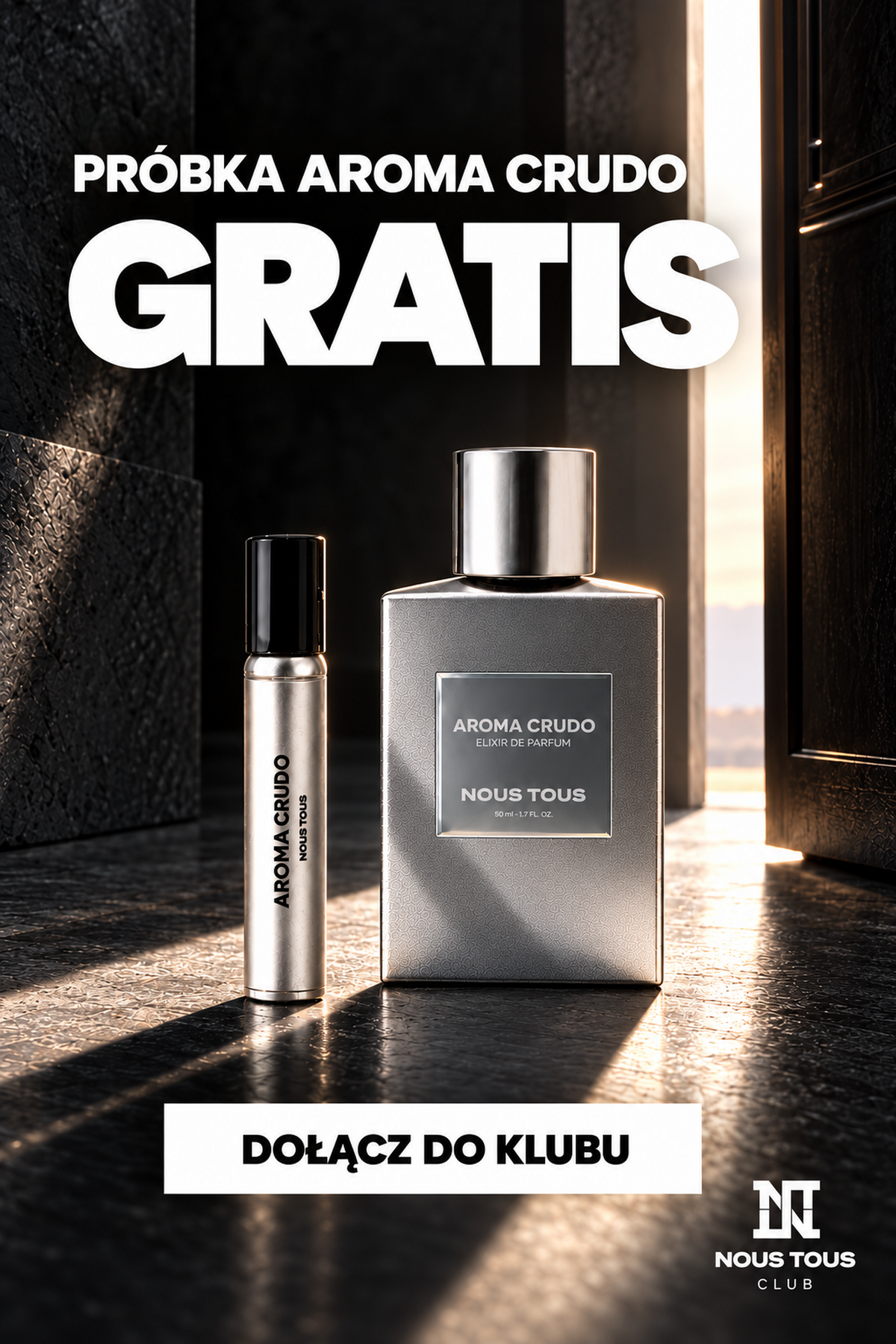 Próbka Aroma Crudo gratis — dołącz do Nous Tous Club. Baner mobile.