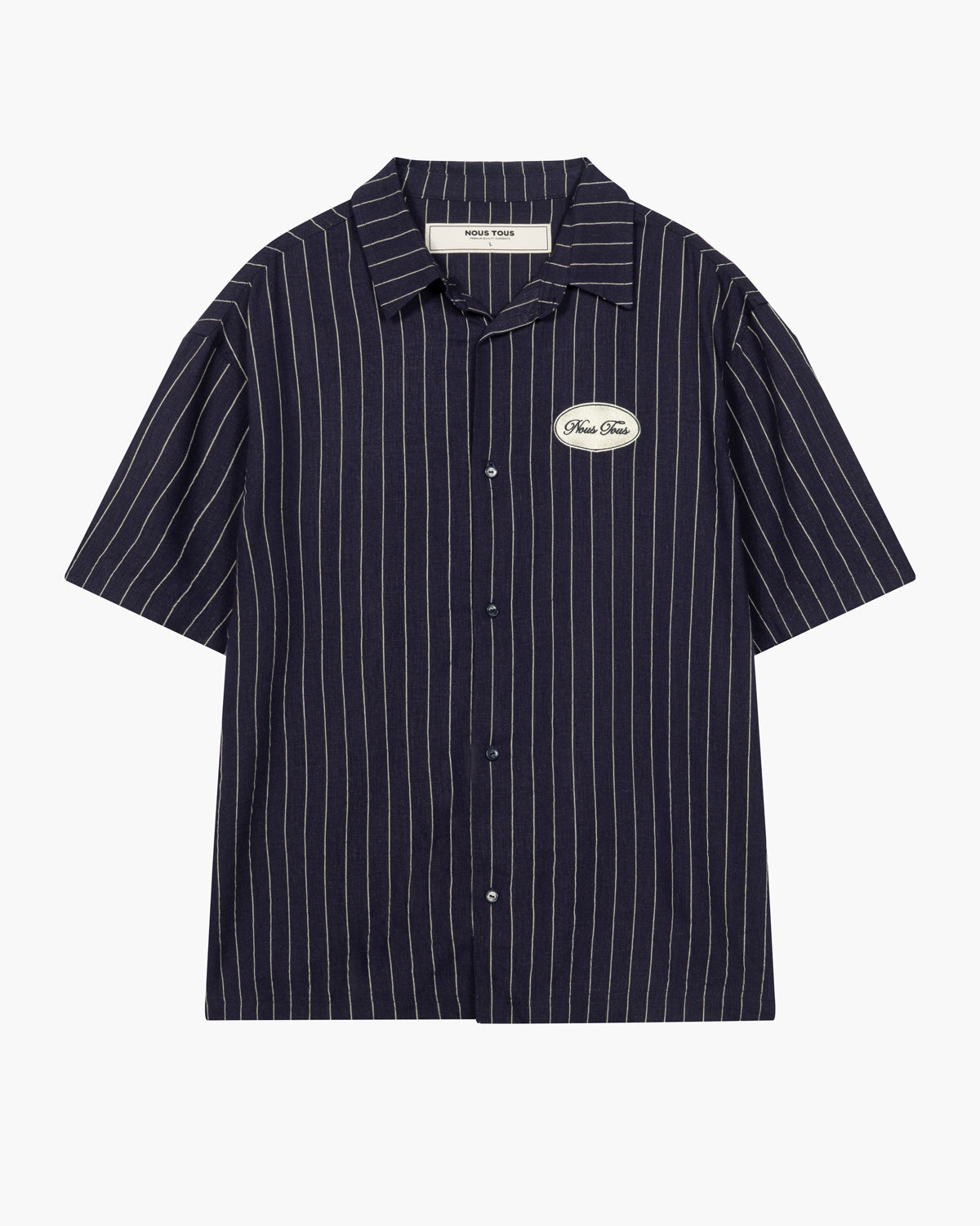 KOSZULA HERITAGE NAVY STRIPES Z DODATKIEM LNU