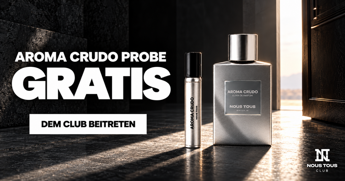 Aroma Crudo Probe gratis — dem Club beitreten. Desktop-Banner.
