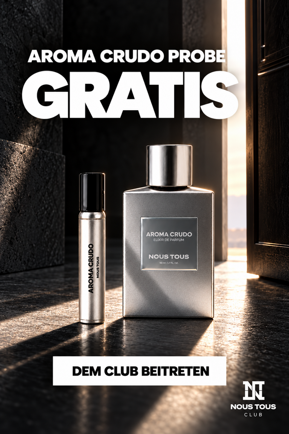 Aroma Crudo Probe gratis — dem Club beitreten. Mobile-Banner.
