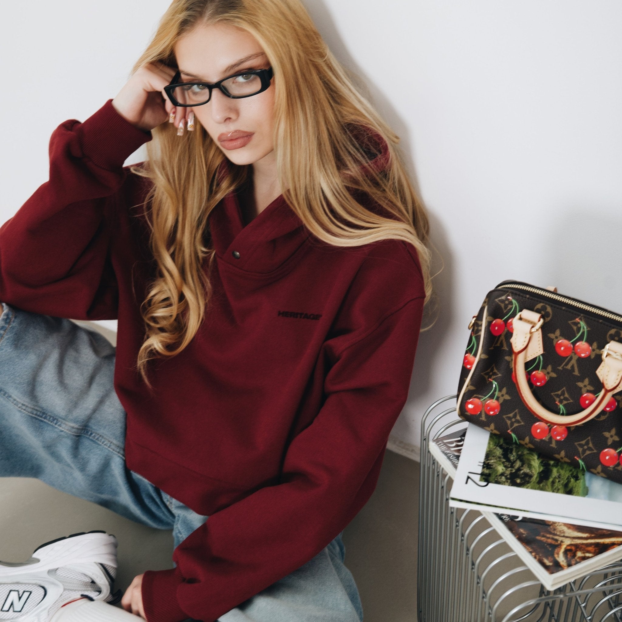 BLUZA DESIGN CREW BURGUNDY - Nous Tous