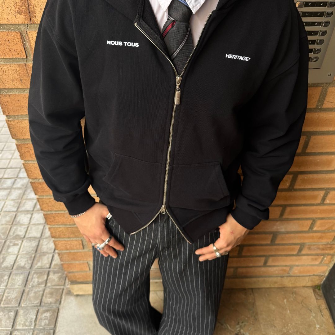 BLUZA ZIP DESIGN CREW CZARNY - Nous Tous