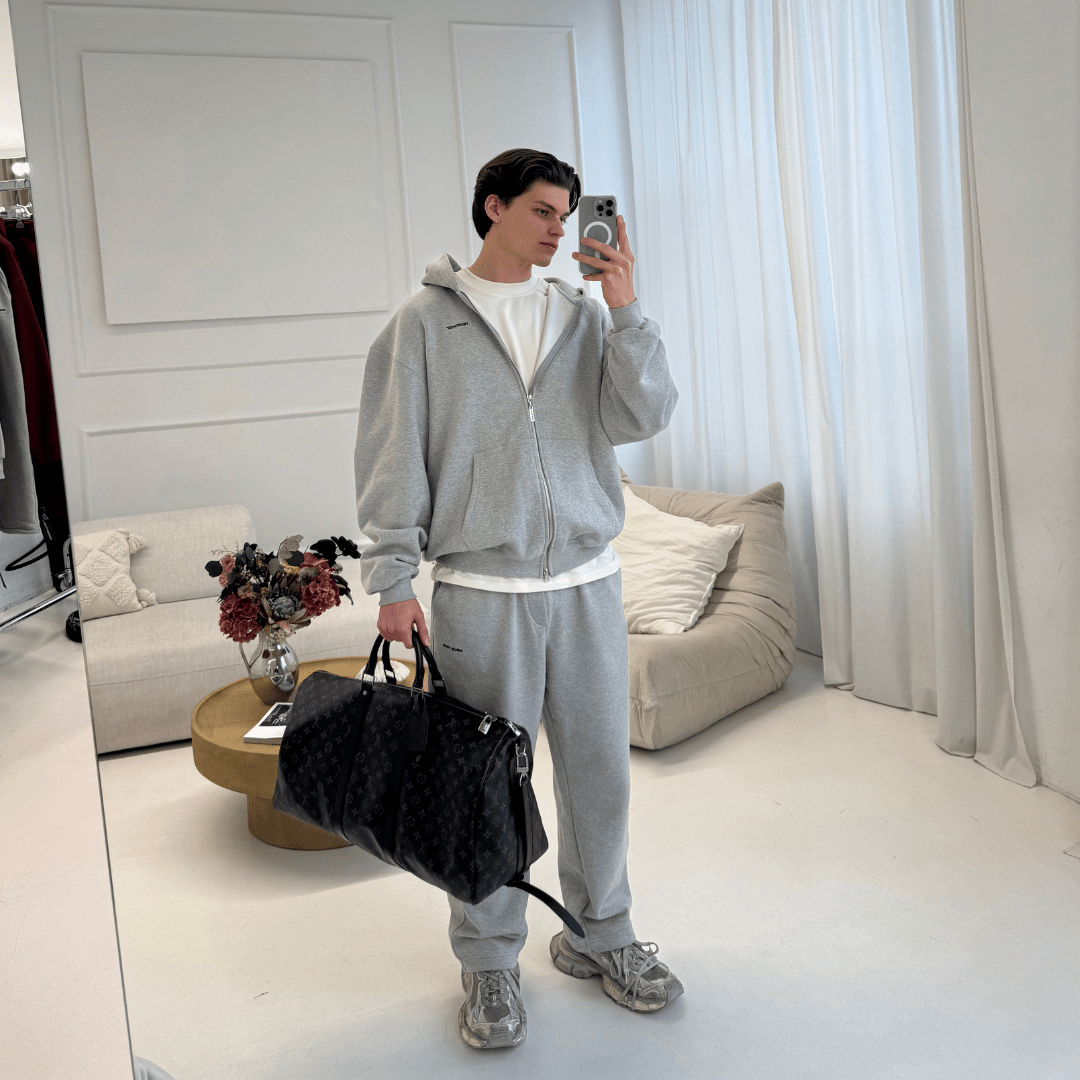 BLUZA ZIP DESIGN CREW SZARY MELANŻ - Nous Tous