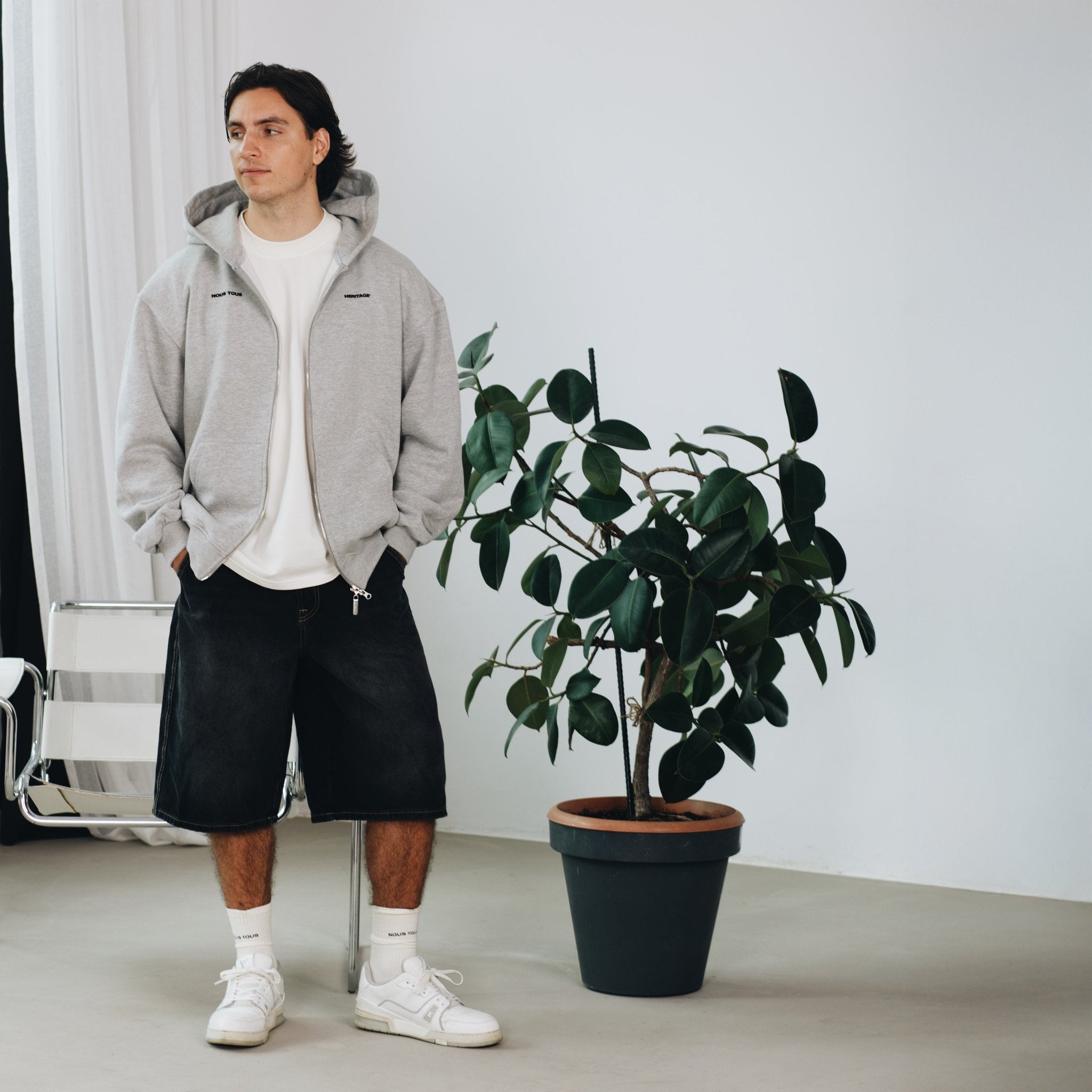 BLUZA ZIP DESIGN CREW SZARY MELANŻ - Nous Tous