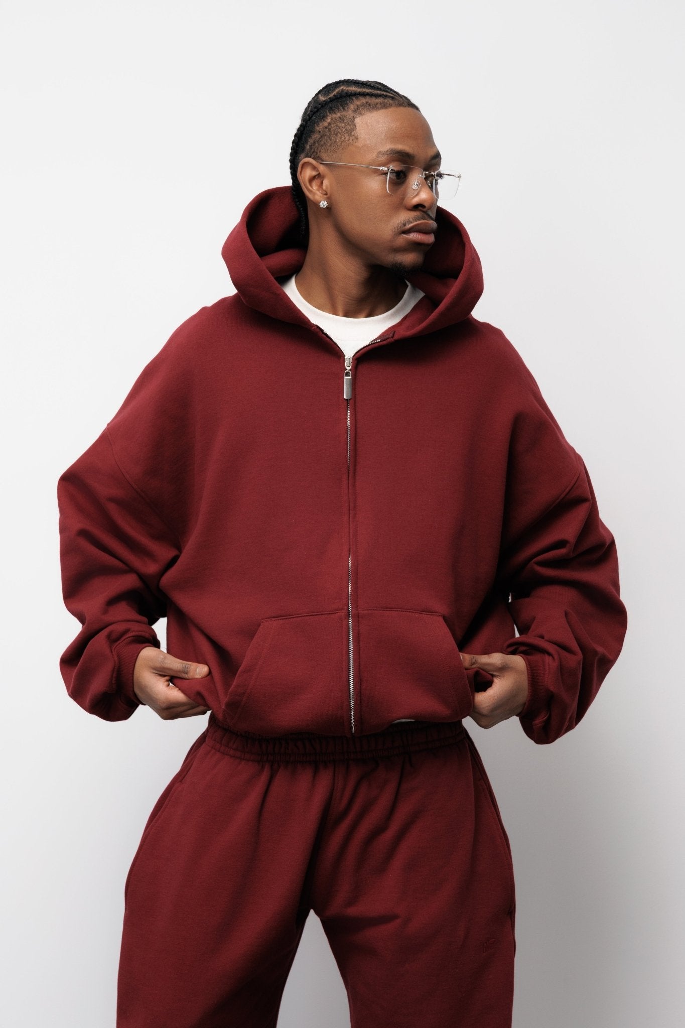 BLUZA ZIP FLUFFY BURGUNDY - Nous Tous