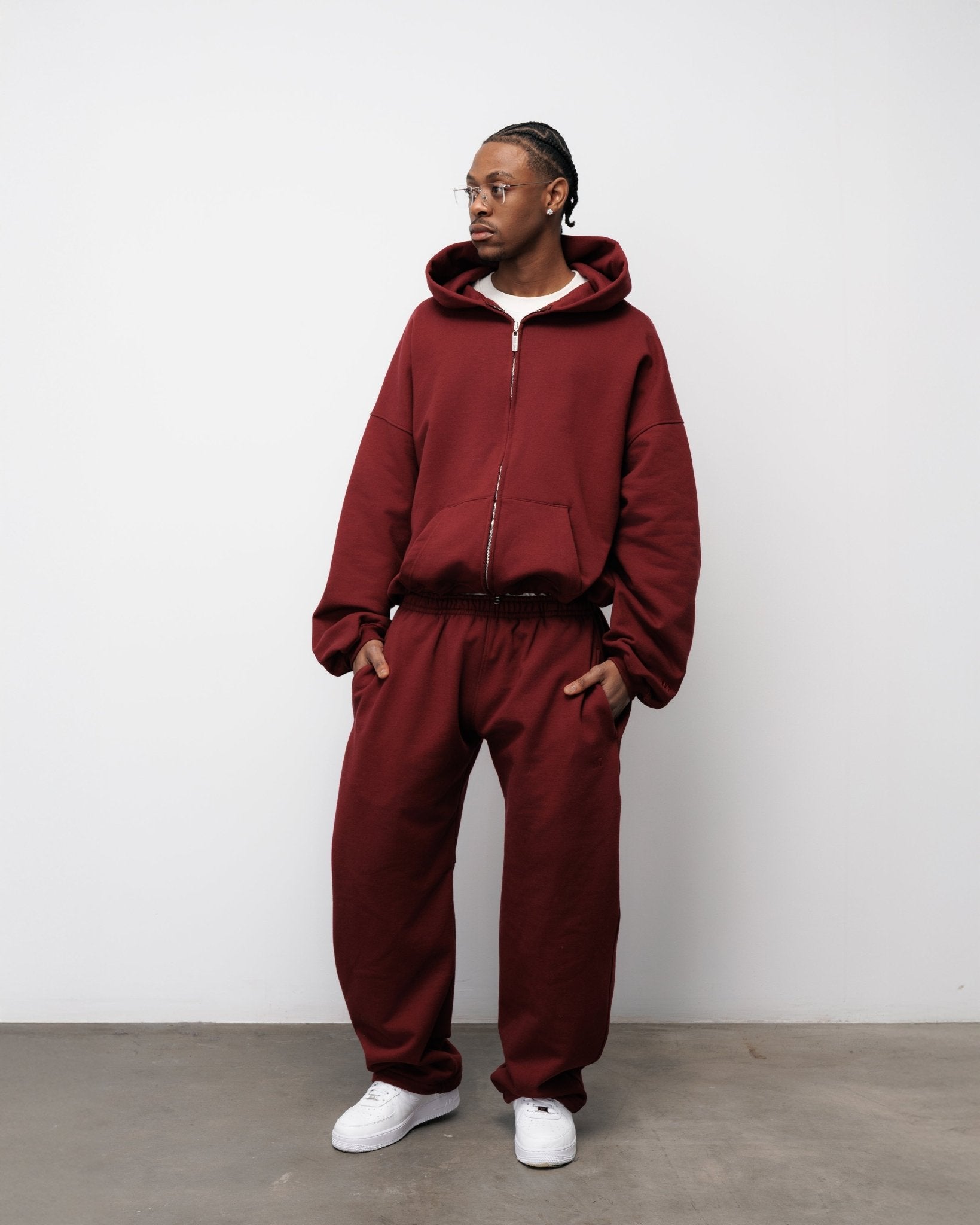 BLUZA ZIP FLUFFY BURGUNDY - Nous Tous