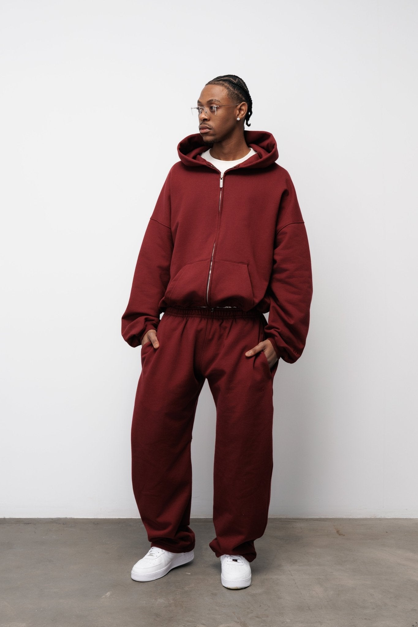 BLUZA ZIP FLUFFY BURGUNDY - Nous Tous