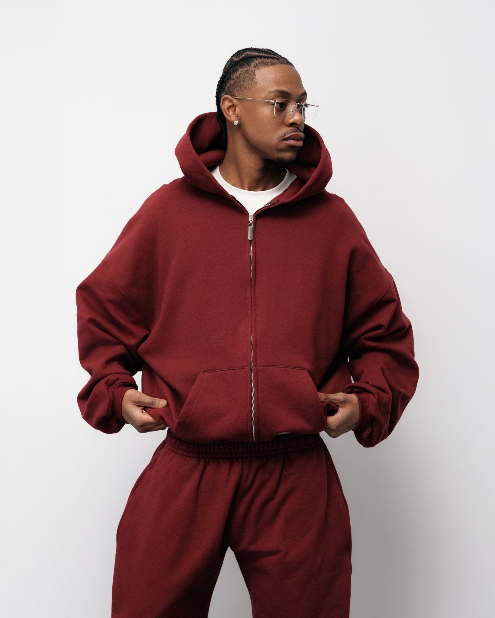 BLUZA ZIP FLUFFY BURGUNDY - Nous Tous