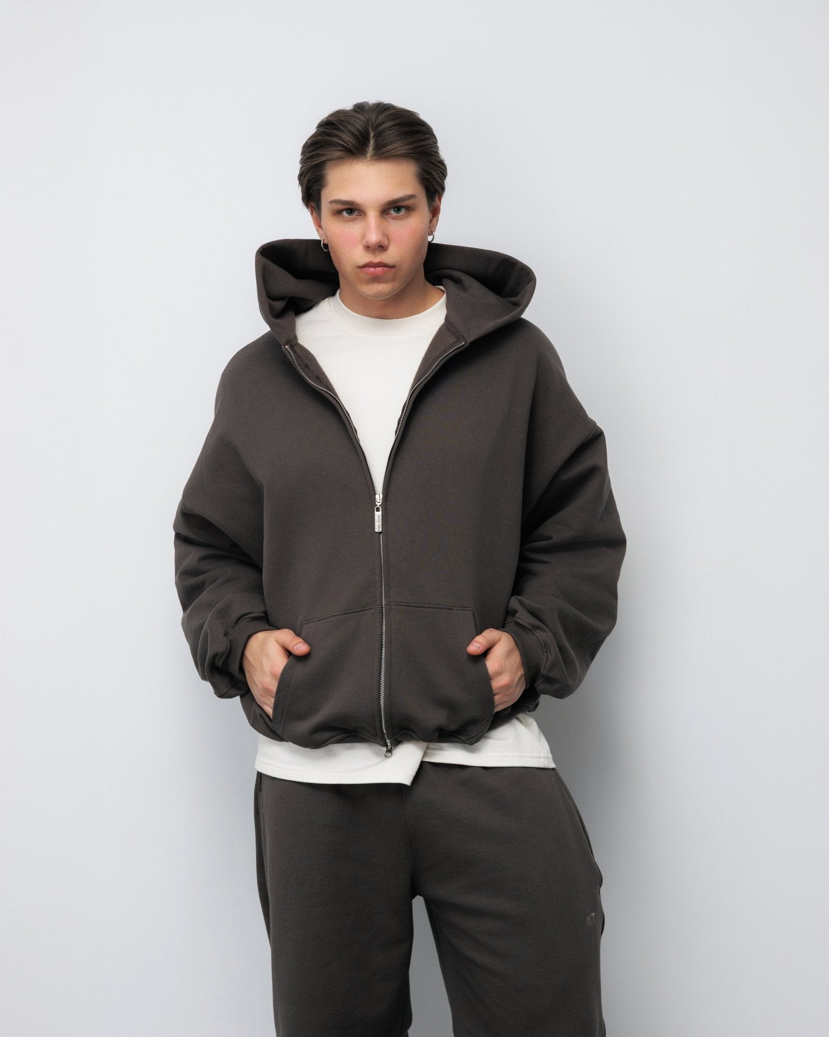 BLUZA ZIP FLUFFY ESPRESSO - Nous Tous