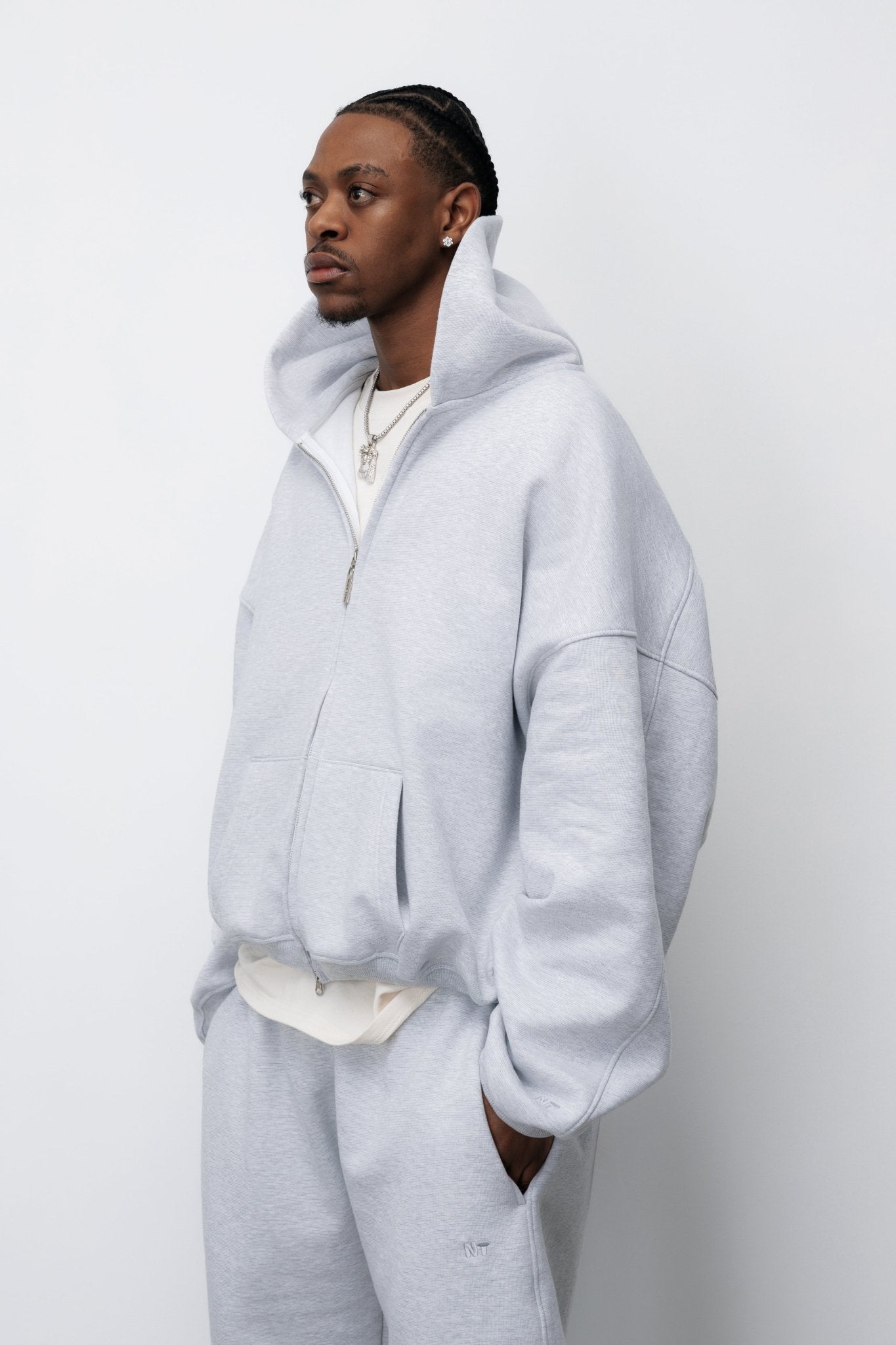 BLUZA ZIP FLUFFY VINTAGE GREY - Nous Tous