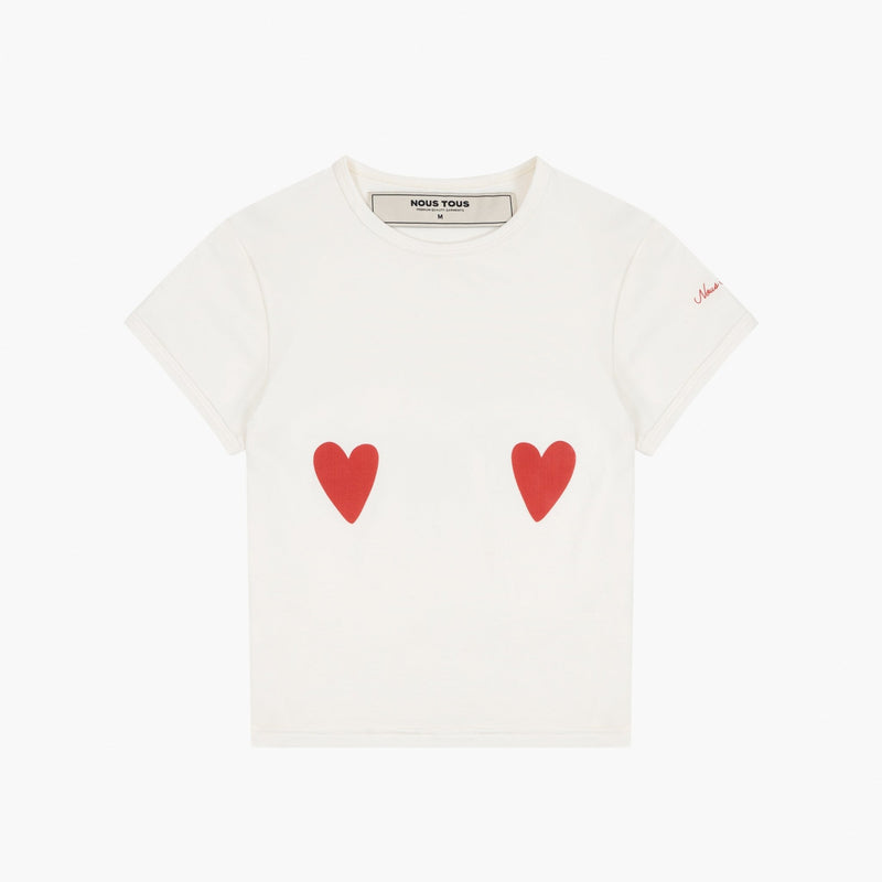 CROP - TOP HEARTS OFF WHITE - Nous Tous