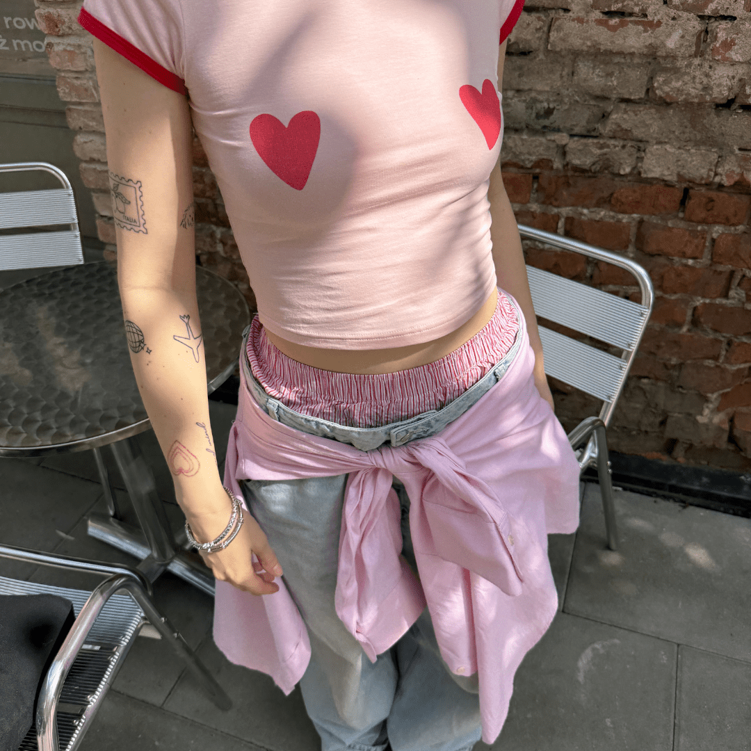 CROP - TOP HEARTS PINK - Nous Tous