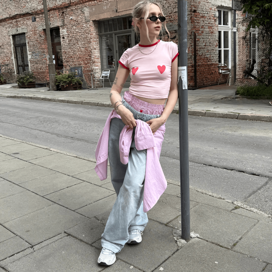 CROP - TOP HEARTS PINK - Nous Tous