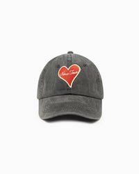 HEART WASHED BLACK BASEBALL CAP