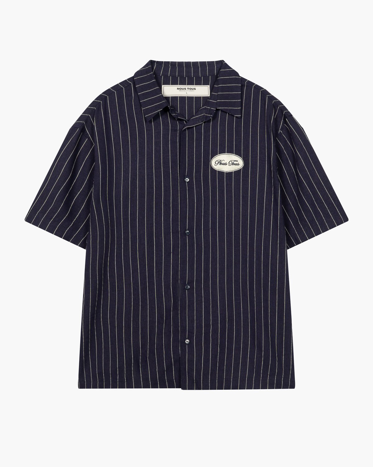 KOSZULA HERITAGE NAVY STRIPES Z DODATKIEM LNU - Nous Tous