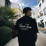 LINEN SHIRT DESIGN CREW SCRIPT BLACK