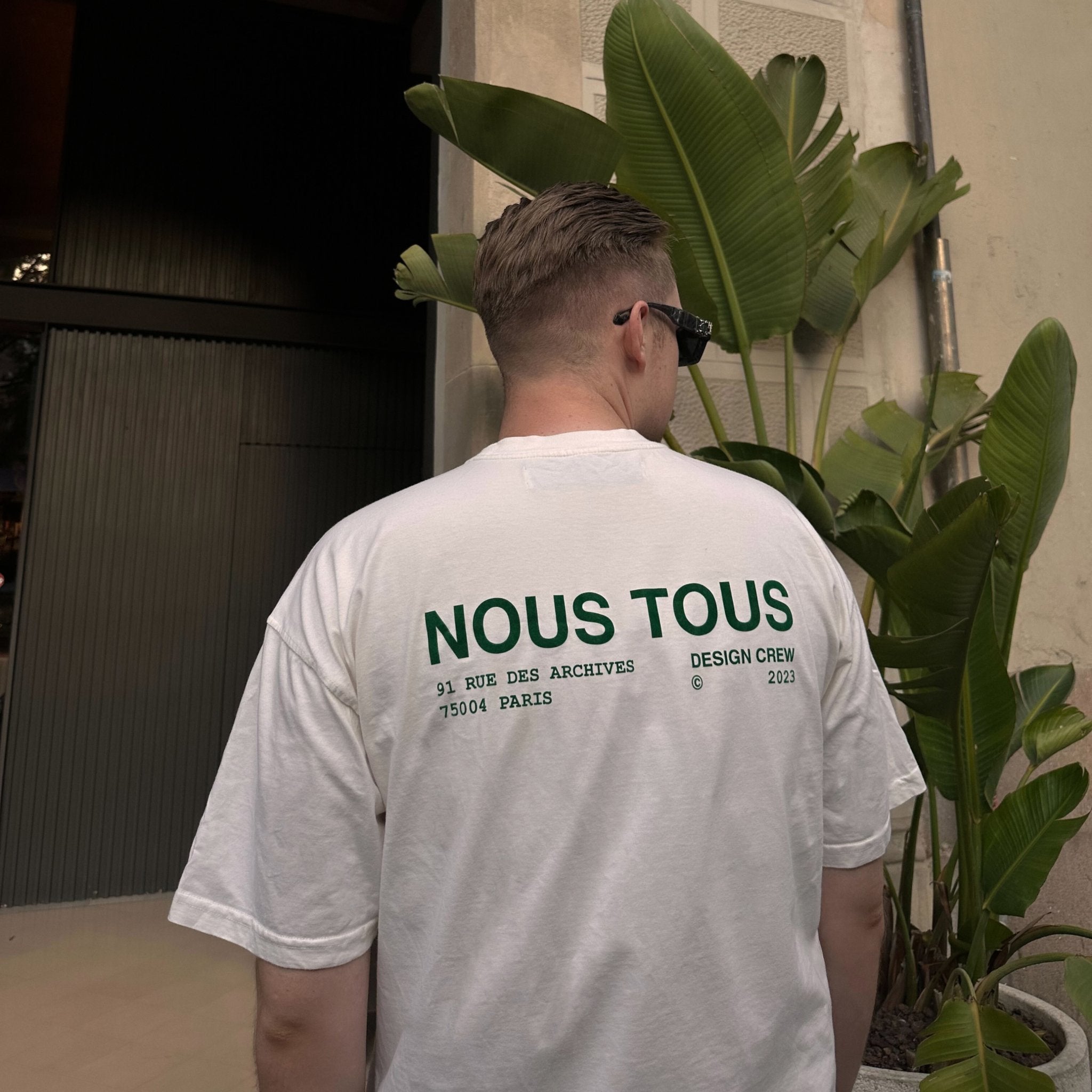 KOSZULKA DESIGN CREW GREEN OFF WHITE - Nous Tous