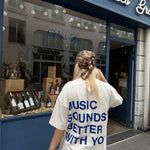 koszulka Music Souds better with you BLUE OFF WHITE