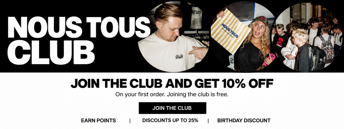 Nous Tous Club — join and get 10% off your first order.
