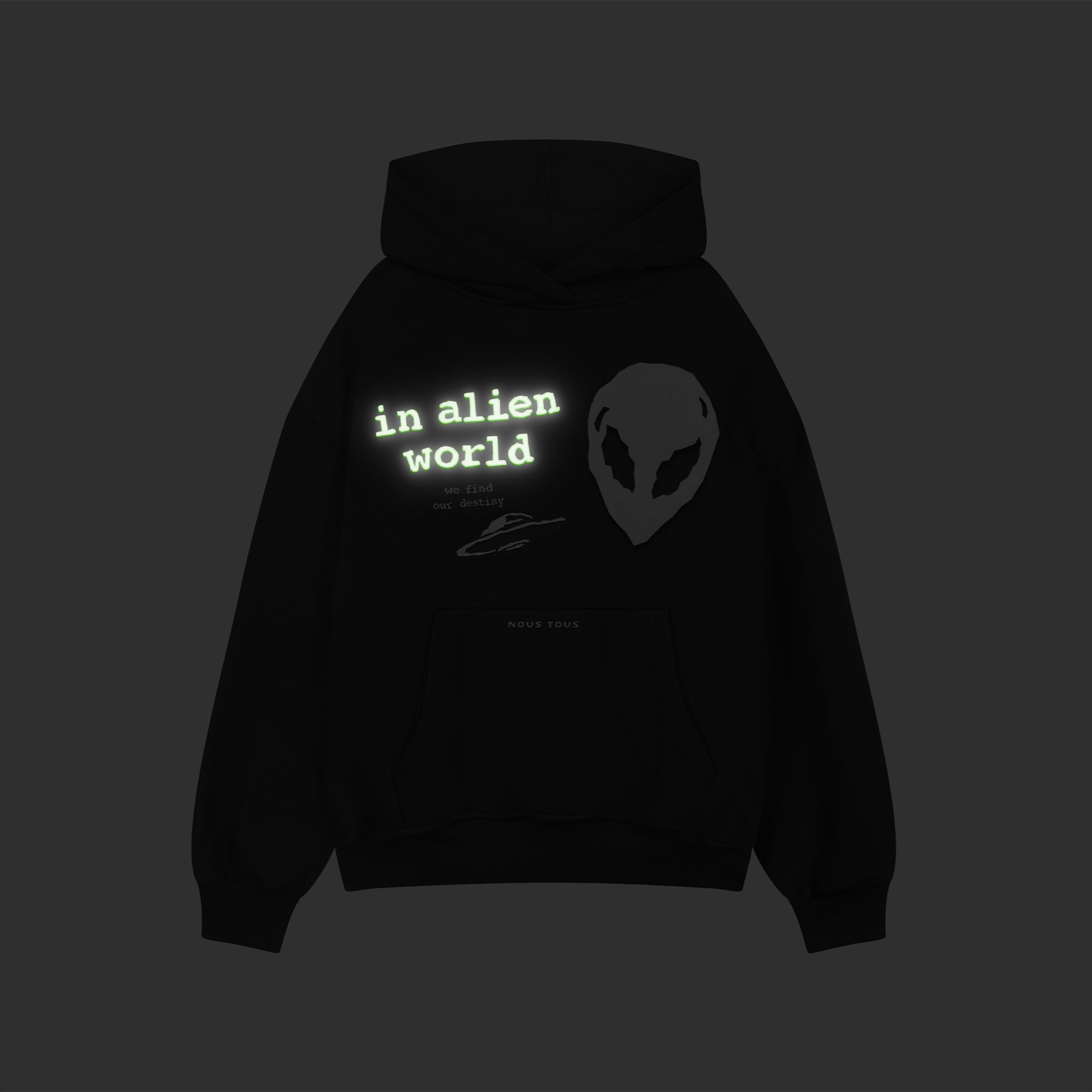 BLUZA ALIEN WORLD FROTTE GLOW CZARNY - Nous Tous