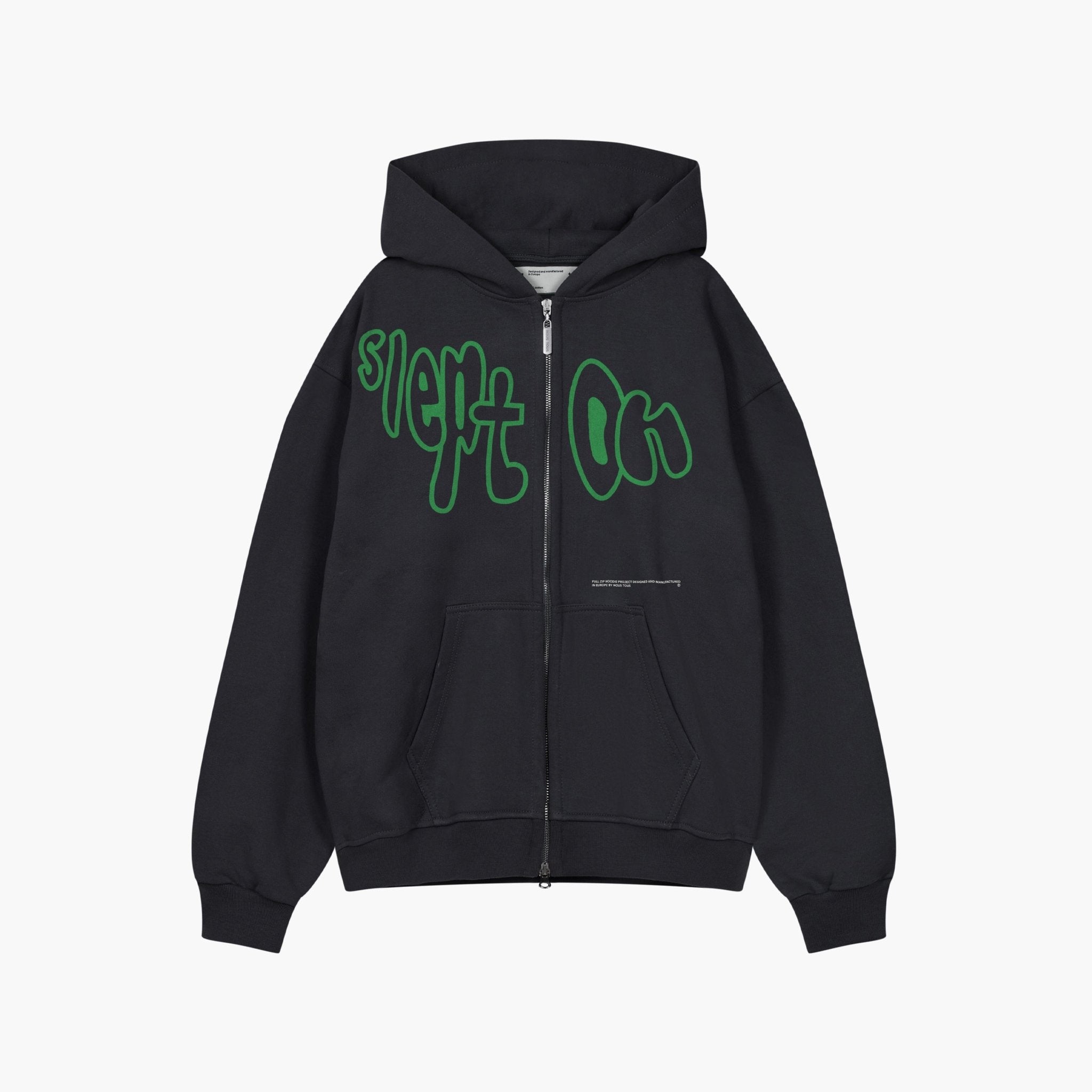 BLUZA ZIP SLEPT ON GREEN WASHED BLACK - Nous Tous