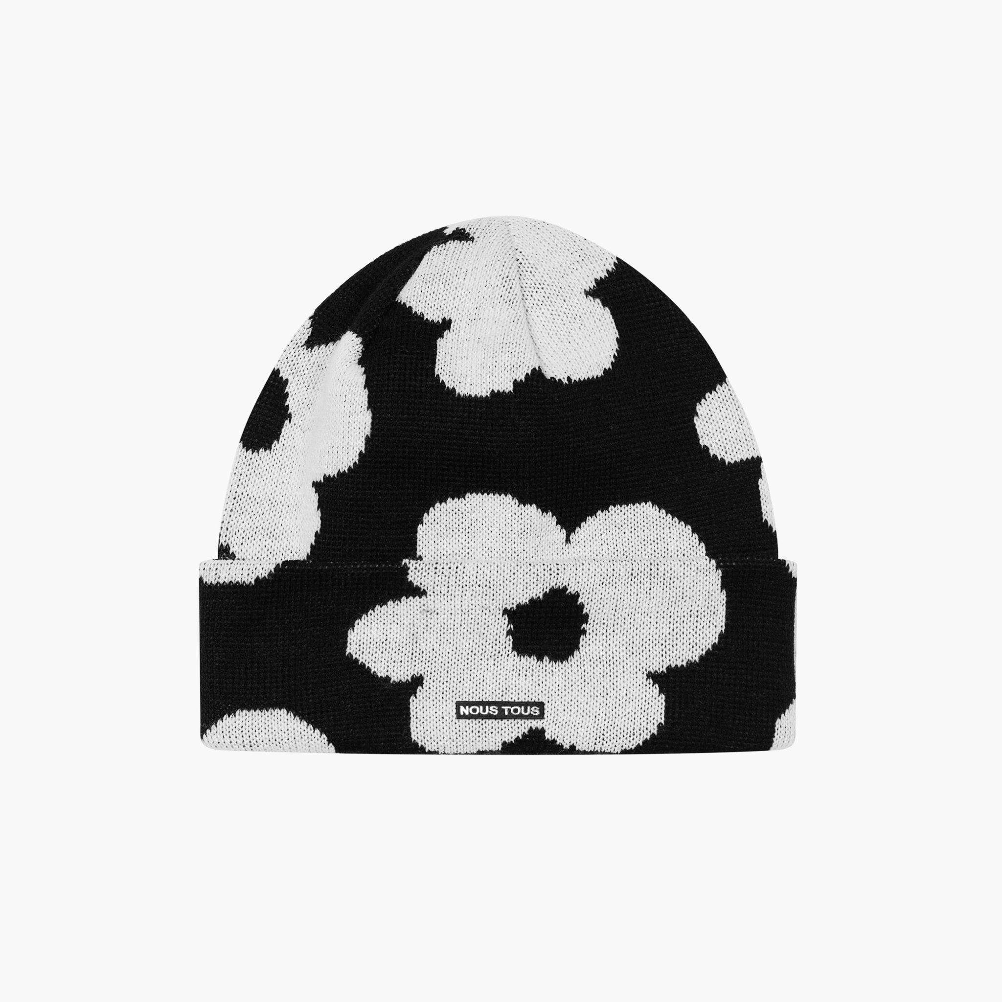 CZAPKA BLOOMING FLOWERS BLACK/WHITE - Nous Tous