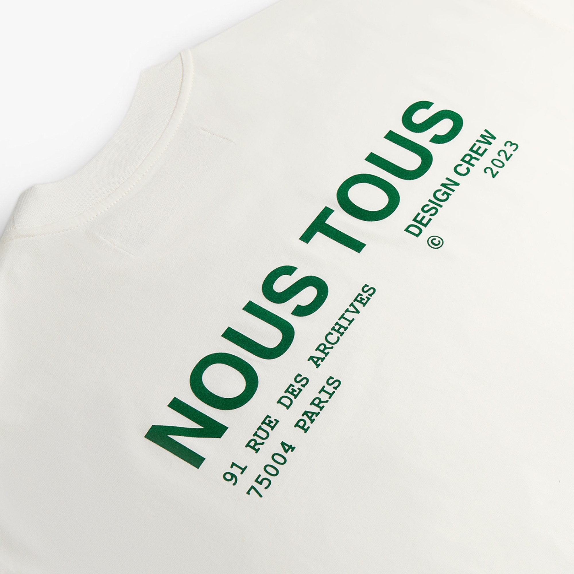 KOSZULKA DESIGN CREW GREEN OFF WHITE - Nous Tous