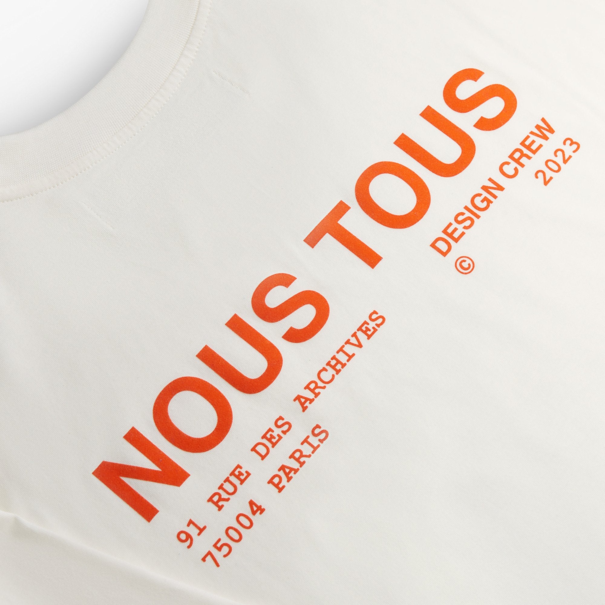 KOSZULKA DESIGN CREW ORANGE OFF WHITE - Nous Tous