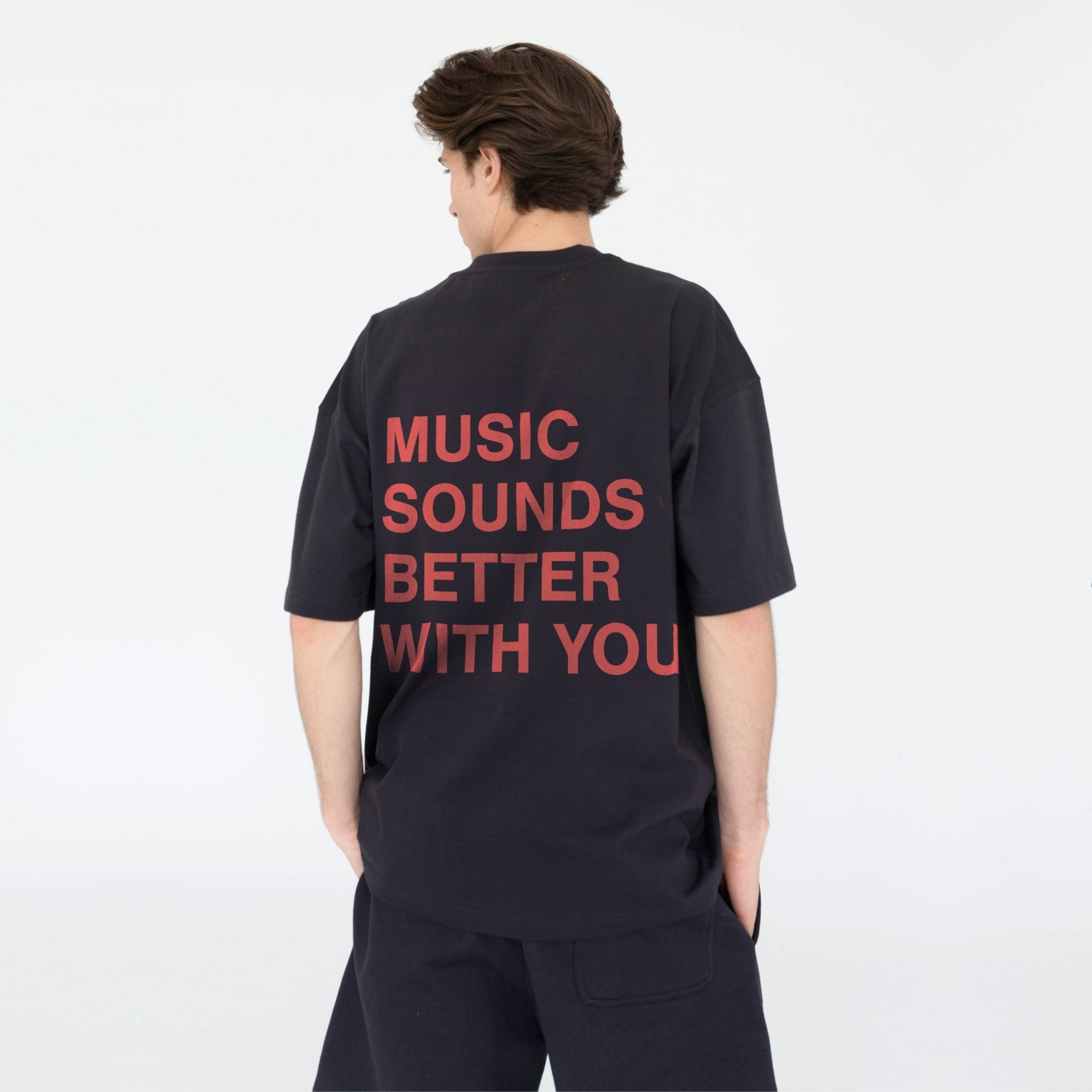 koszulka Music Souds better with you RED WASHED BLACK - Nous Tous